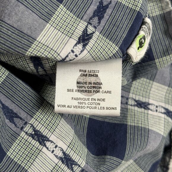 Mountain Khakis Shirt Men Medium Blue Green Plaid Rodeo Shirt Pearl Snap Western - Picture 7 of 10